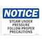Signmission OSHA Sign, 10" H, Rigid Plastic, Steam Under Pressure Follow Proper Precautions Sign, Landscape OS-NS-P-1014-L-18446 - alternate 1